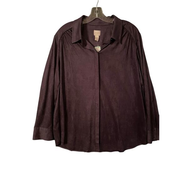 Chico’s Smooth Suede Shirt – Size 3 (Equivalent to 14-16 Misses) – NWT - Picture 1 of 6